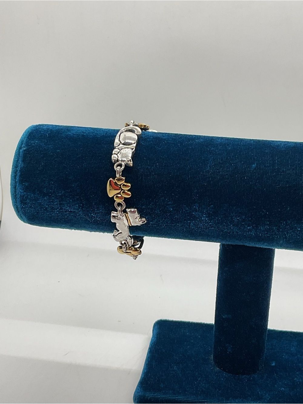 Premier Designs Silver and Gold Toned Dog and Cat Charm Bracelet